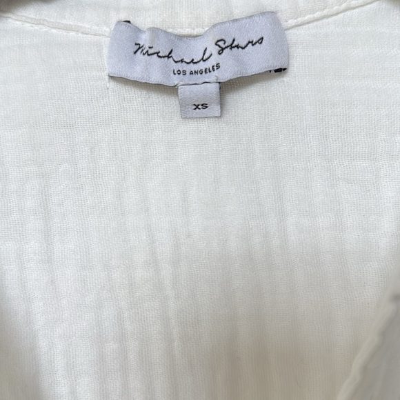 Michael Stars Leo Gauze White Button Down Long Sleeve Shirt Womens Size XSmall - Picture 3 of 8